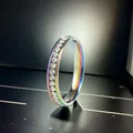 Rainbow titanium steel ring with channel set sparkling white stones for women jewelry - Size 5 / Rainbow Color Single Row Rhinestone