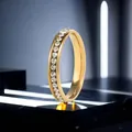 Elegant gold titanium steel ring featuring a row of sparkling CZ stones in a luxury finish - Size 5 / Gold Full Circle Diamonds