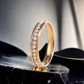 Elegant rose gold titanium steel eternity ring inlaid with clear cubic zirconia - Size 5 / Rose Gold Full Circle Drill