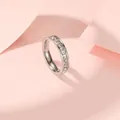 Elegant silver titanium steel eternity ring with square-cut inlaid sparkling stones - Size 5 / Silver Square Zirconia Row