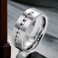 Elegant titanium steel band ring with minimalist inlaid diamond design for women - Size 7 / Steel Color 9-Stone Style