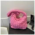 Stylish pink bubble textured cloud underarm bag with large capacity for daily commute - Rose Pink