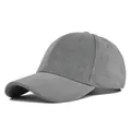 Classic gray suede baseball cap with a soft matte finish for autumn and winter. - Adjustable / Gray