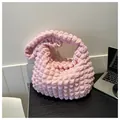 Pink bubble textured cloud underarm tote bag with large capacity for daily work commuting - Pink