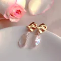 Elegant natural freshwater baroque pearl earrings with silver needles for women - Natural Pearl / Gold-Tone Mirror Irregular Artificial Pearl Style (EH66-18)