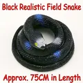 Realistic black rubber snake prank toy with blue patches, 75cm long for tricking friends - Approx 75cm / Black Field Snake