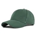 Minimalist forest green suede baseball cap with a soft velvet finish for autumn winter season - Adjustable / Olive Green