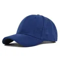 Navy blue faux suede baseball cap with adjustable strap and plain minimalist design - Adjustable / Navy Blue