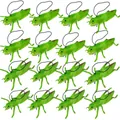 Set of 16 realistic green rubber grasshopper prank toys with elastic strings for kids - Realistic Grasshopper