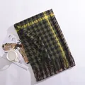 Warm green houndstooth scarf made of soft imitation cashmere fabric - Long Fringe Houndstooth / Green / Over 175cm