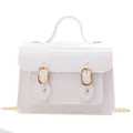 White jelly Cambridge bag with gold hardware and chain strap - White