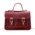 Elegant glossy red jelly Cambridge handbag featuring gold hardware and a chain strap - Burgundy