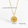 Collar con colgante de moneda de acero inoxidable dorado con diseño de estrella - Estilo de Colgante de Brújula Estelar (JDN20292)