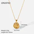 Collar con colgante de moneda de acero inoxidable dorado, 16,17 mm de ancho y cadena - Estilo de Moneda Vintage 1901 (JDN20763)