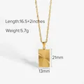 Gold stainless steel rectangle pendant necklace with sunburst engraving and dimensions - Sunburst Radiating Rectangle Style (JDN201068)