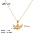 Gold stainless steel angel pendant necklace with detailed dimensions and weight - 3D Little Angel Style (JDN21228)