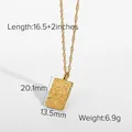 Gold stainless steel hammered rectangle pendant necklace, variant with weight details - Hammered Texture Rectangle Style (JDN20293)