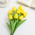 Vibrant yellow PU mini artificial tulips bouquet for home table decoration and photo props - Yellow