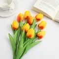 PU artificial mini tulips in yellow and orange gradient for home table decoration - Sunset Orange