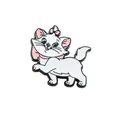 Cute white Marie Cat cartoon enamel pin with pink bow for clothes or bags decoration - White Pink Bow Kitten Style (xz1613)