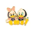 Cute cartoon duck enamel pin featuring a male and female pair with glossy finish - Cartoon Duck Couple Style (xz1611)
