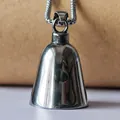 Collar con colgante de campana de la suerte para moto minimalista en plata pulida espejo - Estilo de collar de campana / Plateado