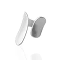 Gedetailleerd overzicht van een minimalistische matzilveren gebogen open ring - Verstelbaar Open / Retro Zilver (G021)