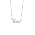 Detailed shot of a silver stainless steel Leo zodiac name necklace with O-link chain - Leo Silver