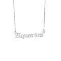 Close-up of Aquarius zodiac nameplate pendant on a stainless steel O-chain necklace. - Aquarius Silver