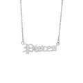 Detailed macro view of a stainless steel Pisces zodiac sign letter pendant on an O-chain. - Pisces Silver