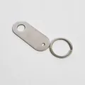 Minimalist brushed stainless steel tag and flat keyring set for custom DIY engraving - Model A Tag Keychain / Silver
