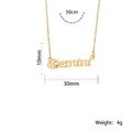 Gold stainless steel Gemini zodiac letter necklace with dimension specs - Gemini Gold