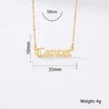 Gold stainless steel Cancer zodiac letter necklace with 50cm chain for women - Cancer Gold