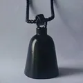 Minimalist matte black motorcycle lucky bell pendant necklace with matching braided cord - Bell Necklace Style / Black