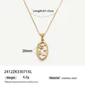 Detailed view of vintage tarot moon pendant necklace with measurements and material details - The Moon Style (2412ZK33071XL)