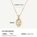 Gold-plated stainless steel necklace featuring a vintage Tarot Moon pendant and crystals - The Moon Style (2412ZK33065XL)