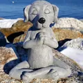 Peaceful Zen meditation dog resin statue for outdoor garden and patio home decor - Sitting Dog 12cm