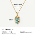 Vintage stainless steel necklace with gold The Empress tarot pendant and turquoise inlay - The Empress Style (2412ZK33067XL)