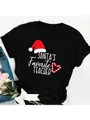 Close-up of the creative Santa's Favorite Teacher graphic on a black summer T-shirt - S / Tops / Black Santa Teacher Style (27)