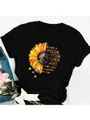 Close-up of Special Education Teacher t-shirt with sunflower and puzzle pieces - S / Tops / Black Sunflower Inspirational Quote Style (38)
