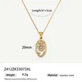 Vintage gold stainless steel tarot wheel of fortune pendant necklace, 41+5cm length - Wheel of Fortune Style (2412ZK33073XL)