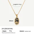 Vintage gold stainless steel necklace with Knight of Cups Tarot card pendant design - Knight of Cups Style (2412ZK33074XL)
