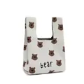 Premium knitted mini tote bag featuring cute bear pattern in elegant cream white - 16x28cm / Beige Base Multi-Face Bear