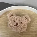 Cute bear-shaped plush wrist bag made of soft beige sherpa fabric for gift packaging - Accessory Part / Beige-Brown Plush Bear Head