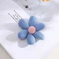 Decorative blue and pink knitted flower accessory for handmade wedding gift bags - Single Piece / Blue Hex Flower Accessory