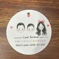 Cute family illustration round gift tag for wedding candy bags - 10 Sheets Set / Eat Candy Card (Male)