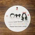 Etichetta regalo rotonda per matrimonio con famiglia cartoon e scritta Love Forever - Set di 10 fogli / Biglietto Mangia Caramelle (Donna)