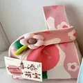 Handmade pink and white floral knitted wrist gift bag featuring a decorative flower charm - 16x28cm / Pink One Flower Set (With New Baby Card)
