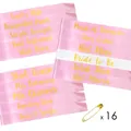 16-pack pink bachelorette party sashes with gold foil lettering for bride and bridesmaids - One Size 160*9.5cm / 16-Piece Set / Pink and White