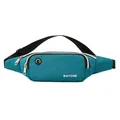 Slim blue sports waist bag for running with waterproof material and headphone jack hole. - Blue Snowflake